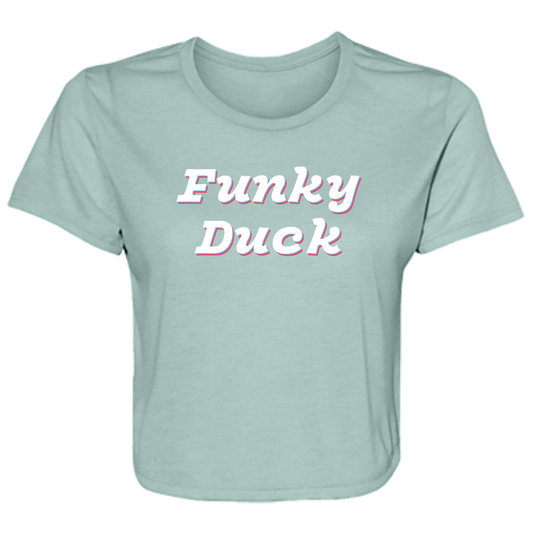 Ladies' Funky Duck Cropped Tee (W/B/R)