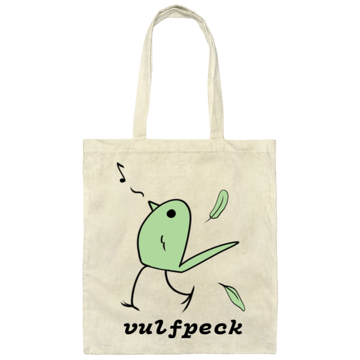 Green Singing Bird Canvas Tote Bag