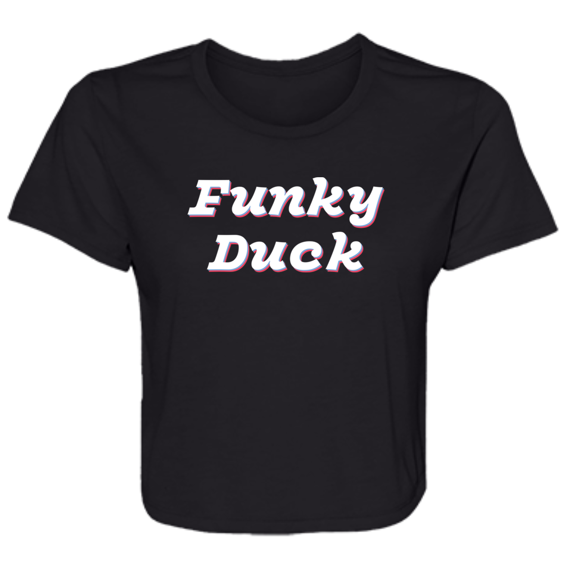 Ladies' Funky Duck Cropped Tee (W/B/R)