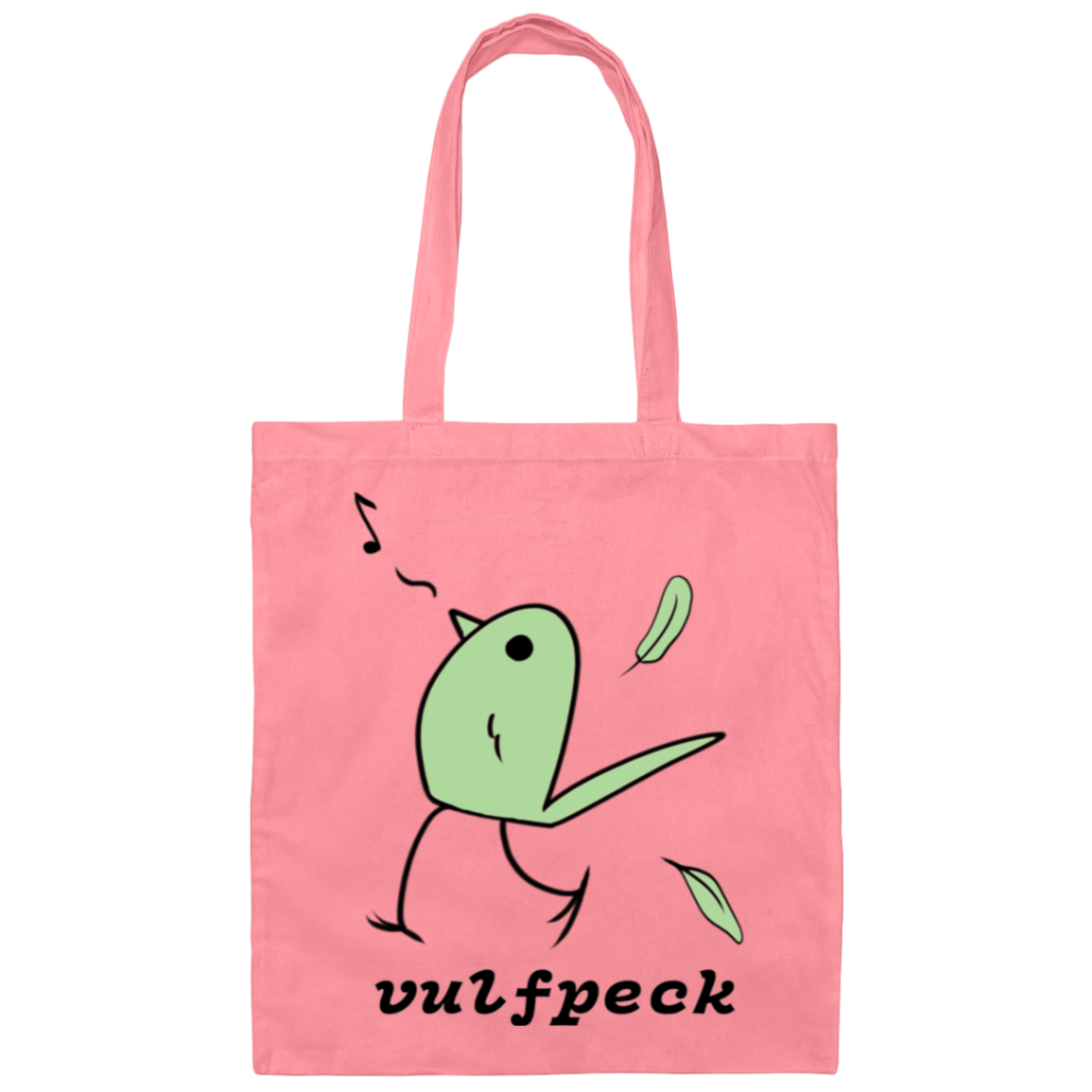 Green Singing Bird Canvas Tote Bag