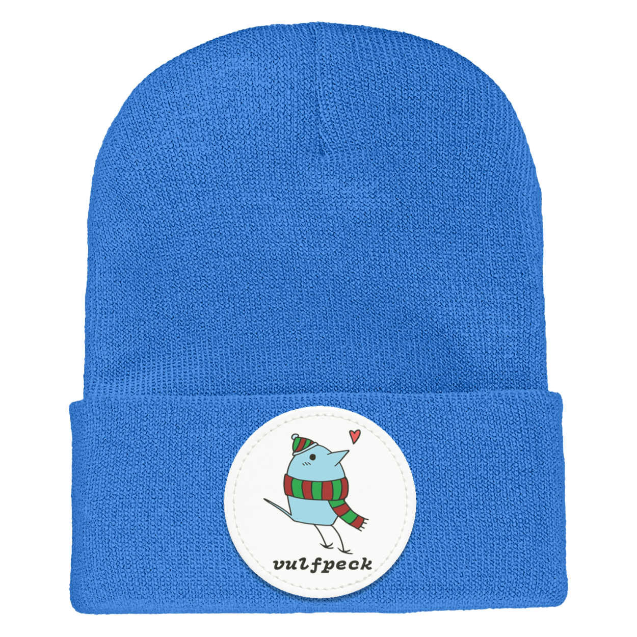 Cozy Blue Bird Cuffed Knit Beanie