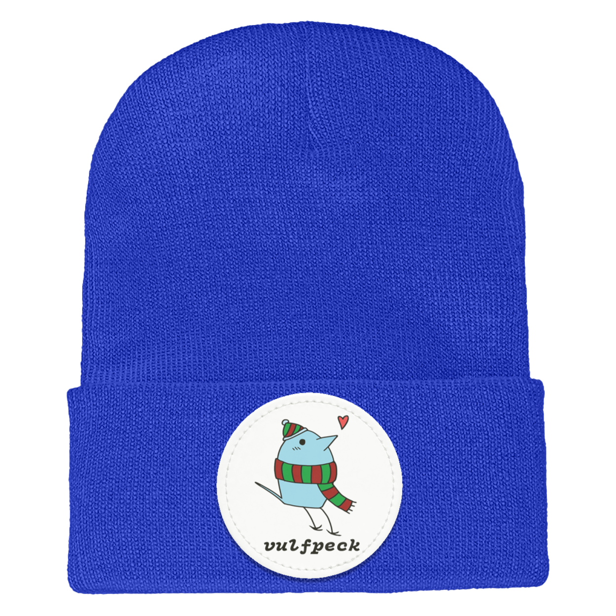 Cozy Blue Bird Cuffed Knit Beanie