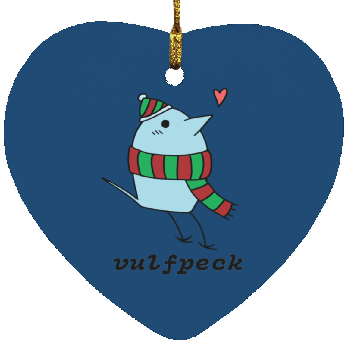 Cozy Blue Bird Heart Ornament