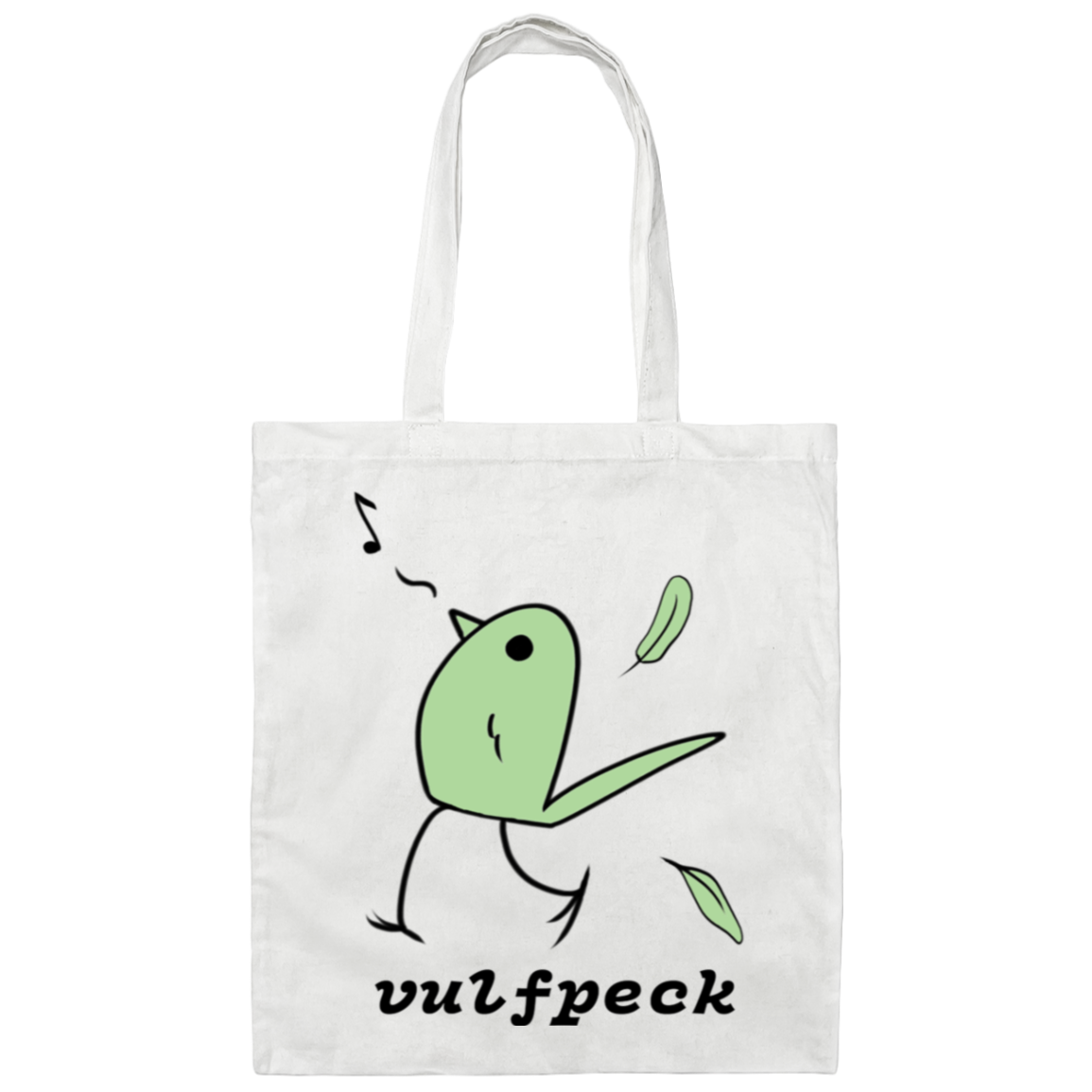 Green Singing Bird Canvas Tote Bag